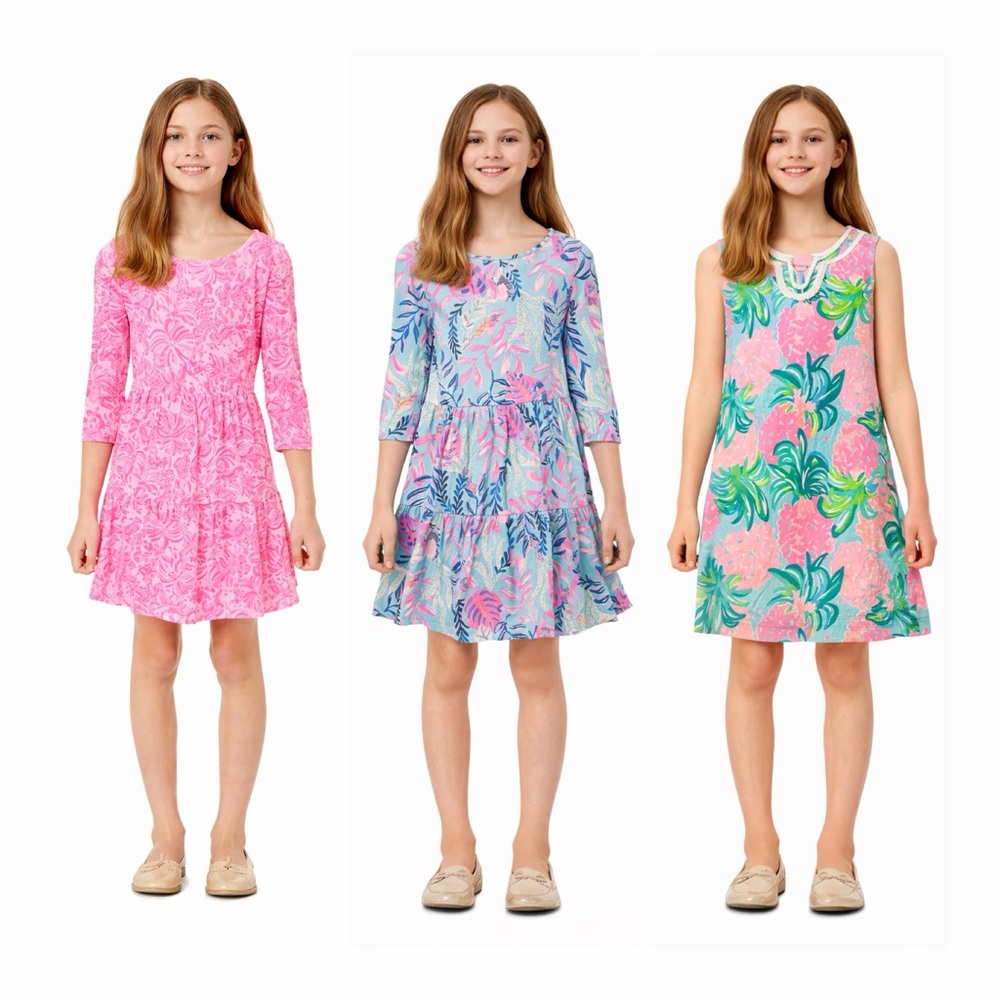 Lilly Pulitzer girls 8-10 3 dress bundle ! Floral neon
Beach vacation